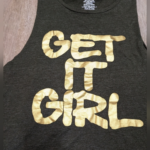 Get it Girl Hunter Green and Gold Sleeveless Active Tank Top - Picture 2 of 6